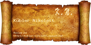 Kübler Nikolett névjegykártya